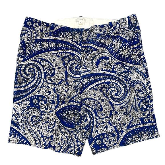 J.Crew Paisley Print Royal Blue Bermuda Shorts size 4 - Picture 2 of 6
